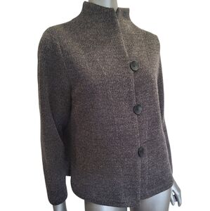277. Christopher Calvin Chic Brown Button-Up Sweater/Blazer - Size Medium